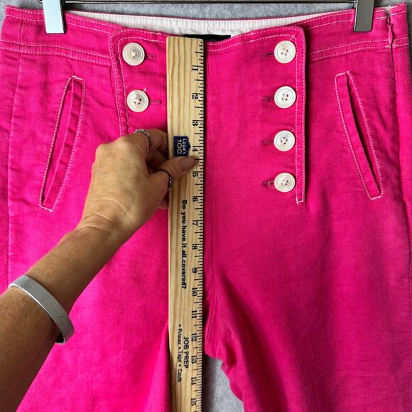 J.Crew Peyton Sailor Pant Stretch Linen Size 6 Soft Fuchsia Pink Retro Preppy - Picture 11 of 15